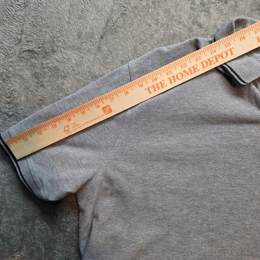 Banana Republic Polo Shirt Mens 2XLT Gray BR Logo Short Sleeve Contrast Trim